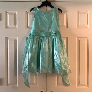 kids mint dress with rose and bow